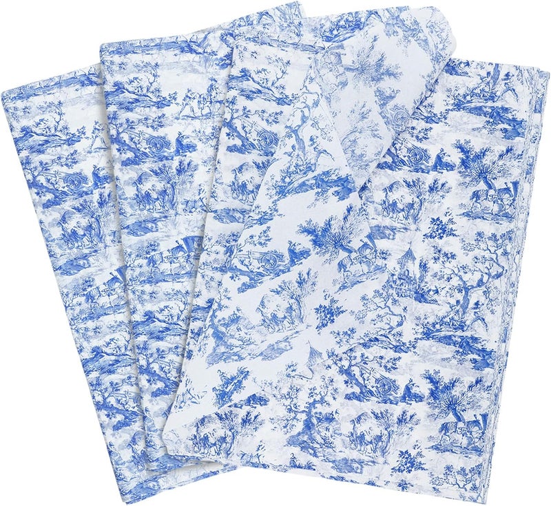 Ethanberg 60 Sheets Gift Wrapping Tissue Paper Bulk, Vintage Blue Floral Tissue Paper for Gift Bags, Decorative Art Papers for DIY Crafts Wedding Birthday Baby Showers Holiday Party Decor, 20x14 Inches - Image 1